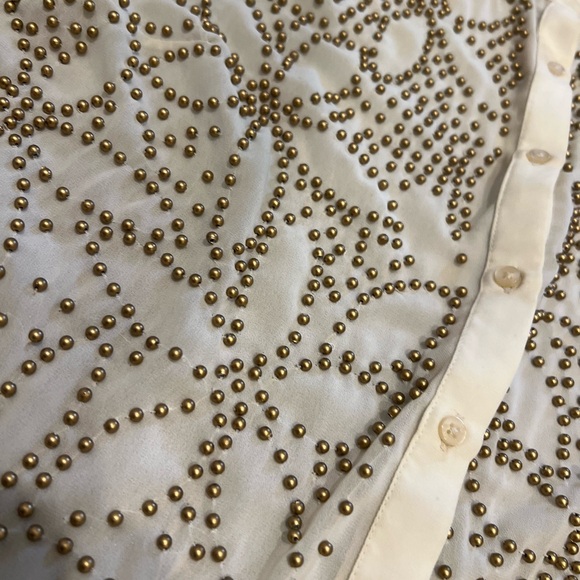 Guess cream chiffon sleeveless blouse with gold beaded detailing - Picture 3 of 10